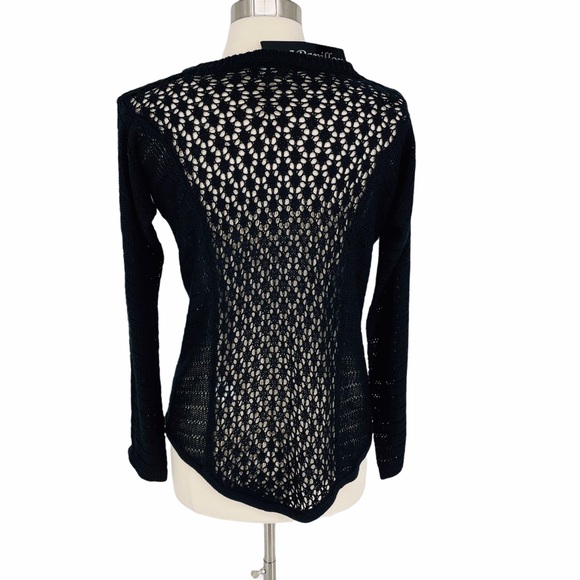 Papillon Pointelle Knit Sweater Black Size M - K54 - Picture 2 of 9
